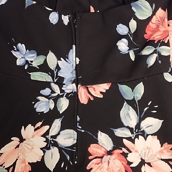 Trixxi Thin Strap Black Dress with Pink and Blue Floral Pattern - Picture 7 of 10